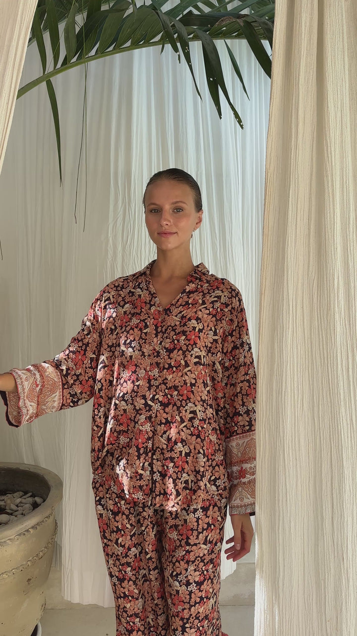 Video of Women's Boho Floral Pyjama Set