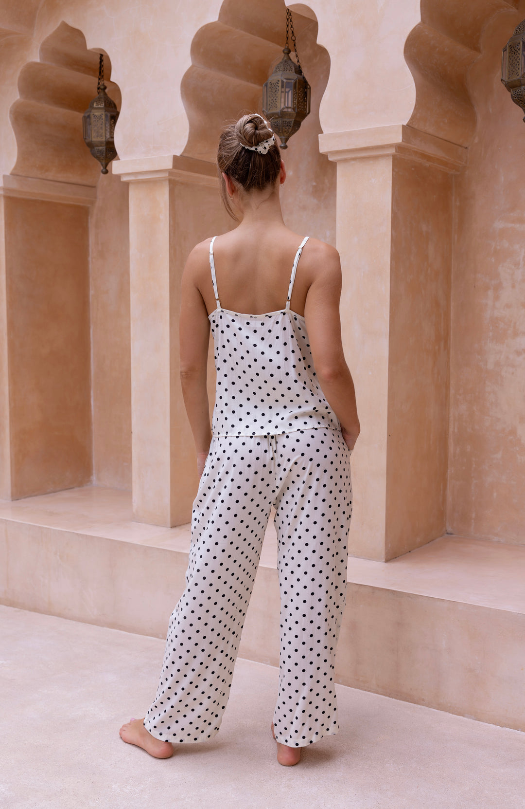 Mika PJ Set Cream and Black Polka Dots
