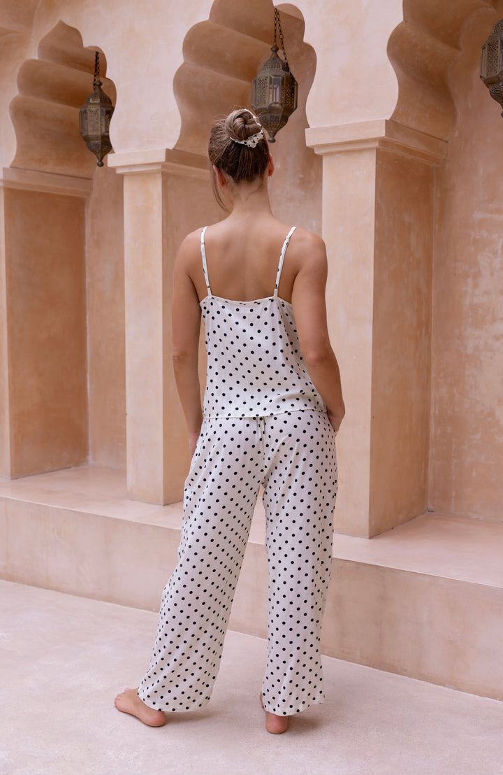 Mika PJ Set Cream and Black Polka Dots