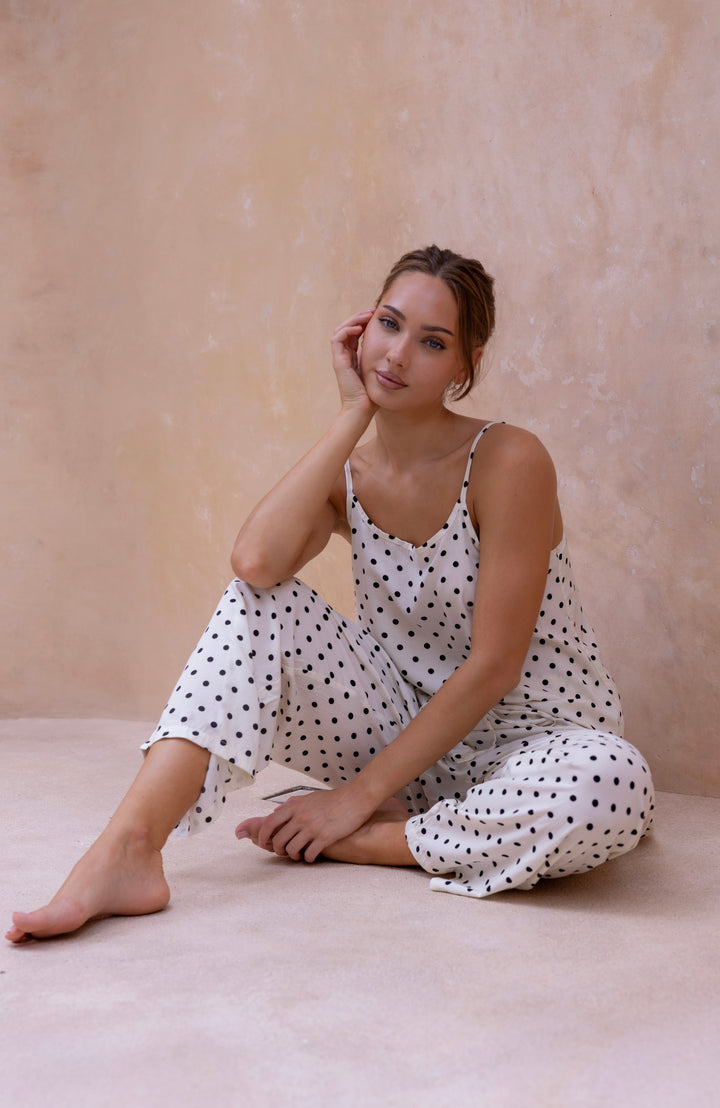 Mika PJ Set Cream and Black Polka Dots