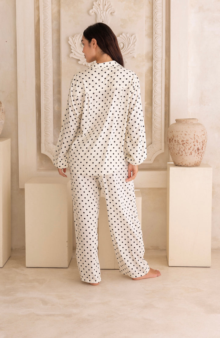 Lucia PJ Set Cream & Black Polka Dots