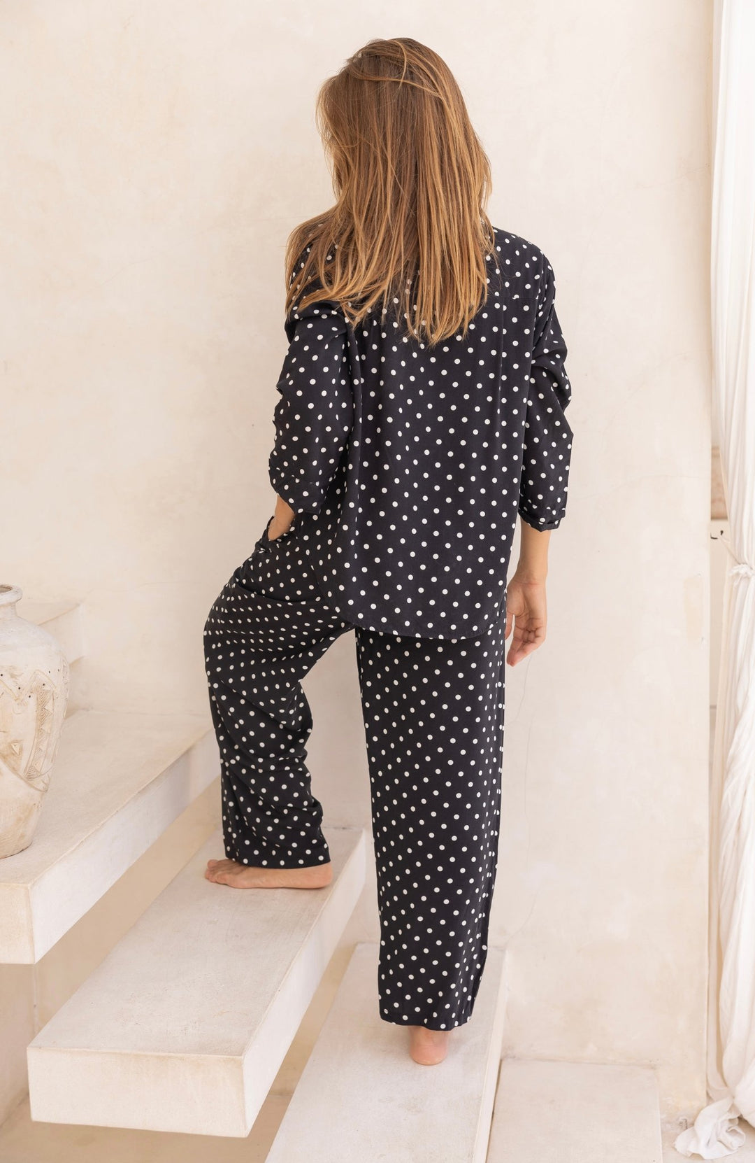 Lucia Pyjama Set Black and White Polka Dots - Lucia