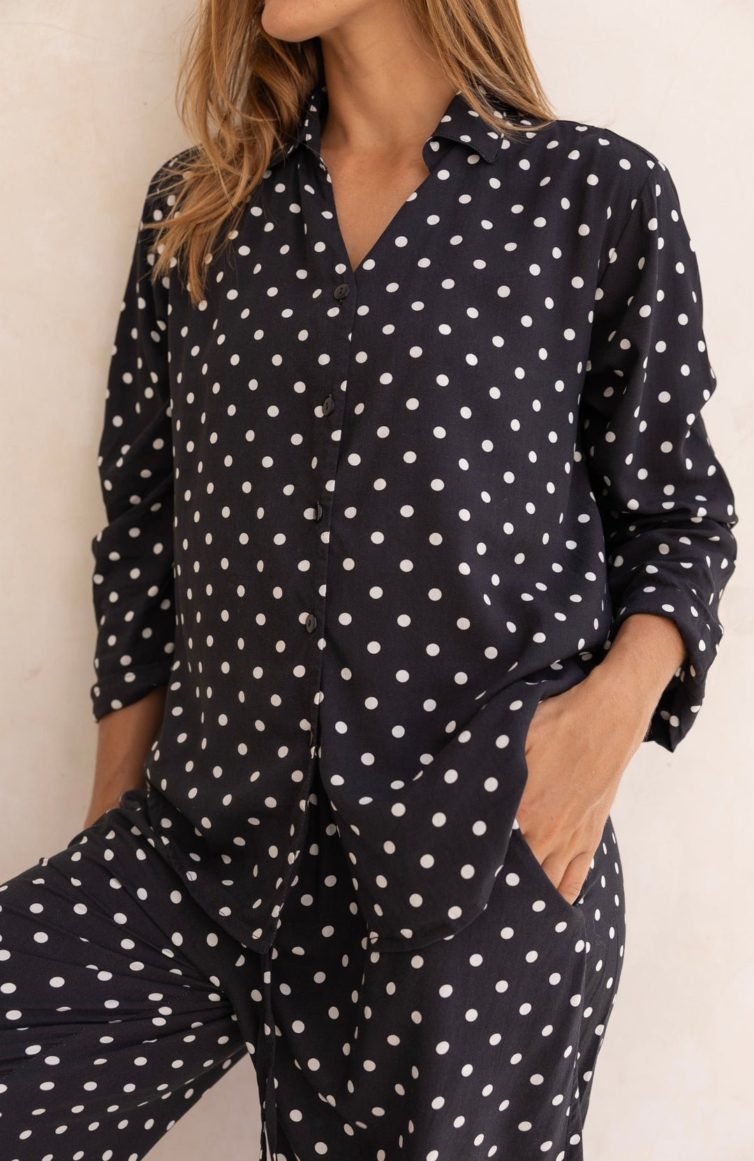 Lucia Pyjama Set Black and White Polka Dots - Lucia