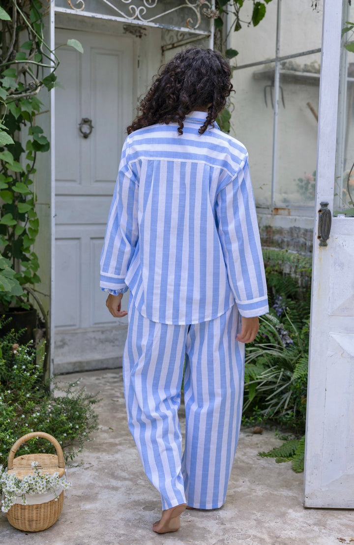 Lucia Pyjama Set Blue and White Stripes - Lucia