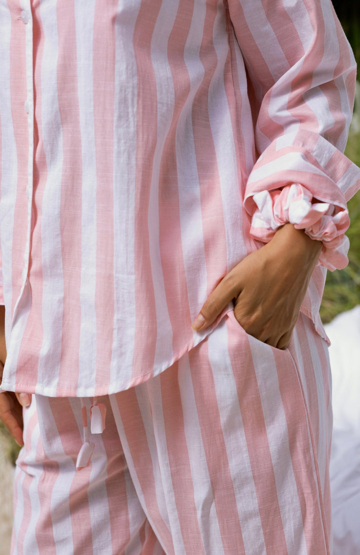 Lucia Pyjama Set Pink and White Stripes - Lucia