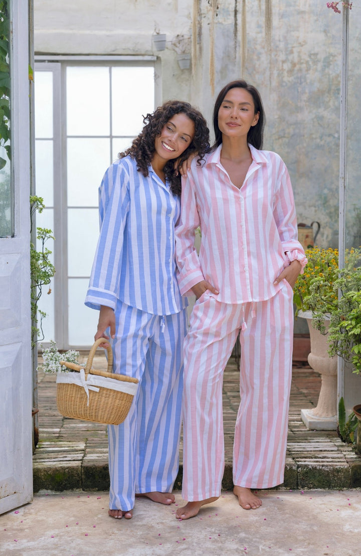 Lucia Pyjama Set Pink and White Stripes - Lucia