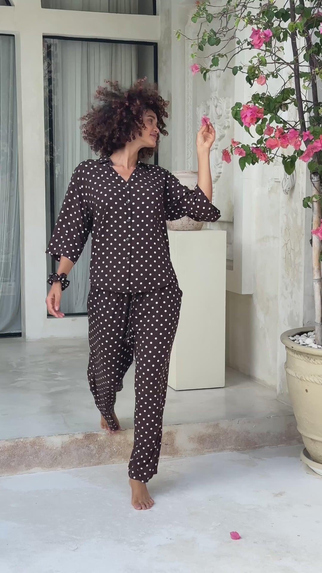 Pre-order Lola PJ Set Brown & White Polka Dots