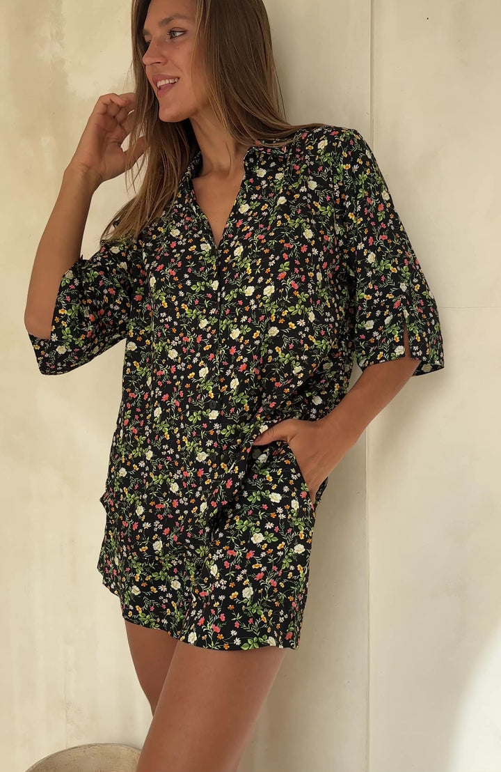 Black Floral Short PJ Set Video