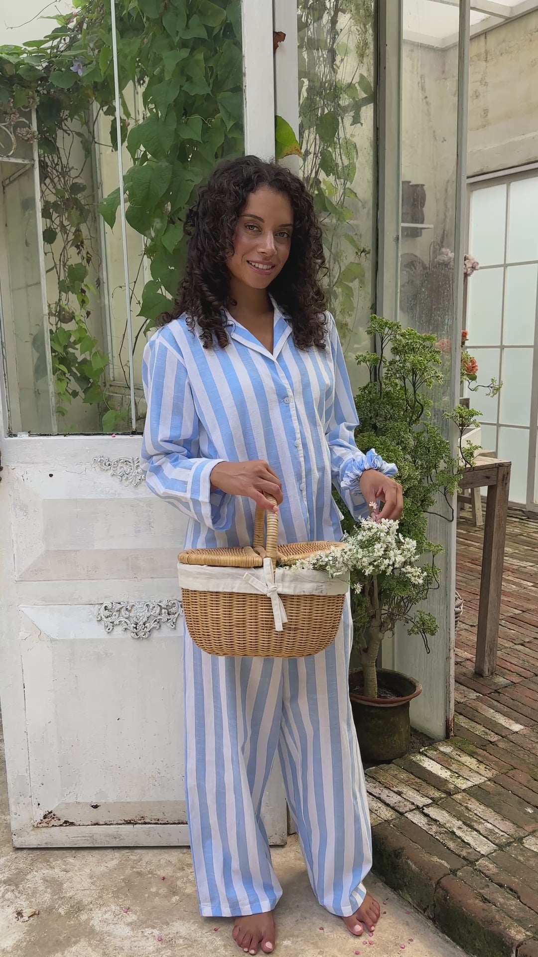 Lucia Pyjama Set Blue and White Stripes