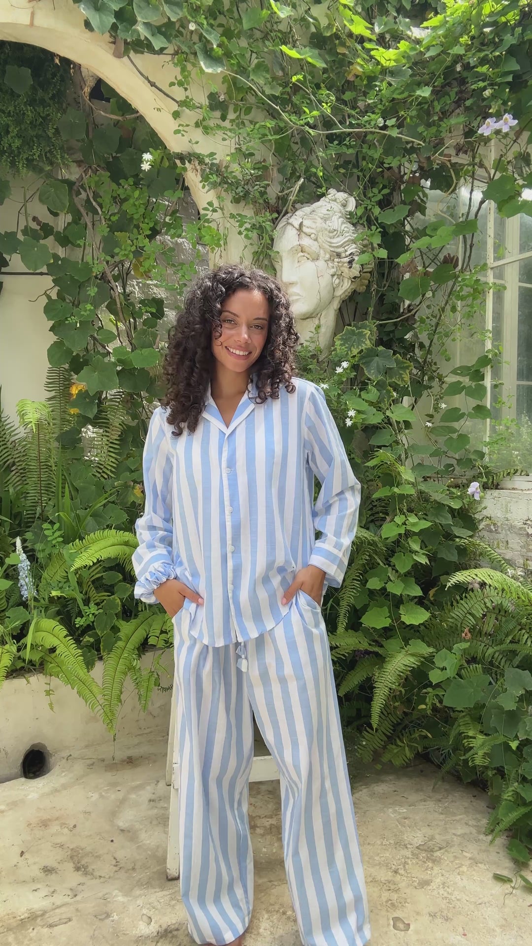 Lucia Pyjama Set Blue and White Stripes
