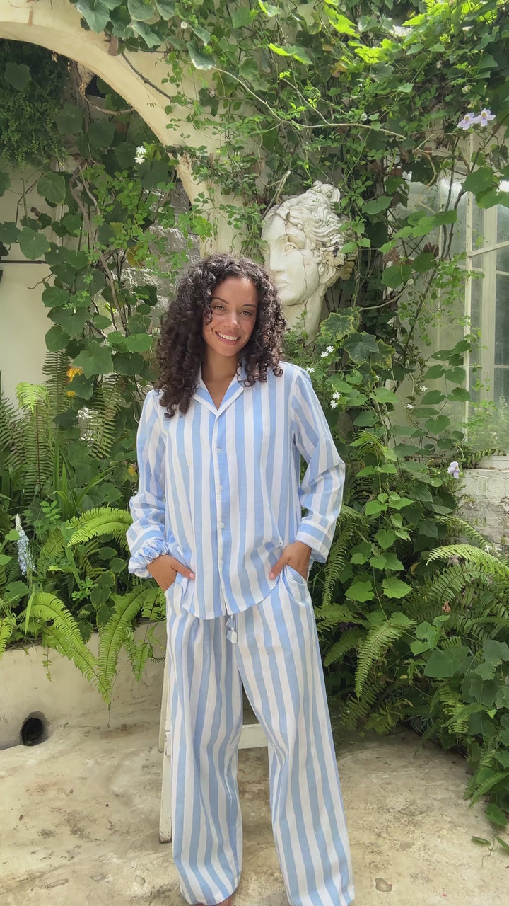 Lucia Pyjama Set Blue and White Stripes